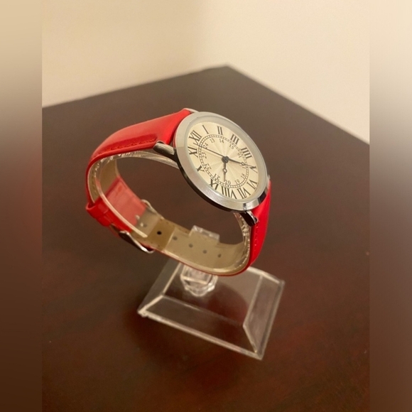 Red Leather Strap Women's Watch - Picture 3 of 4